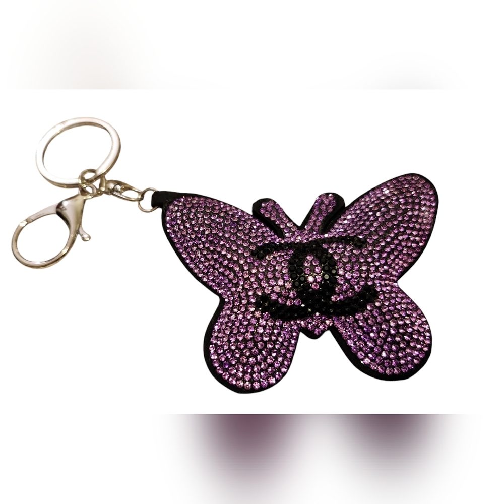 Unbranded Fashion Inspired NEW Rhinestone Butterfly Purse Bag Charm Key Ring